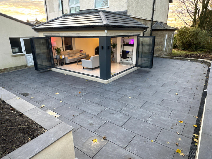 Stylish and durable porcelain paving slabs, perfect for modern patios, pathways, and outdoor spaces with a low-maintenance, slip-resistant finish